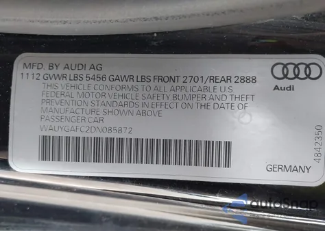 2013 Audi A7 3.0T Premium z USA, uszkodzony, nr VIN WAUYGAFC2DN085872